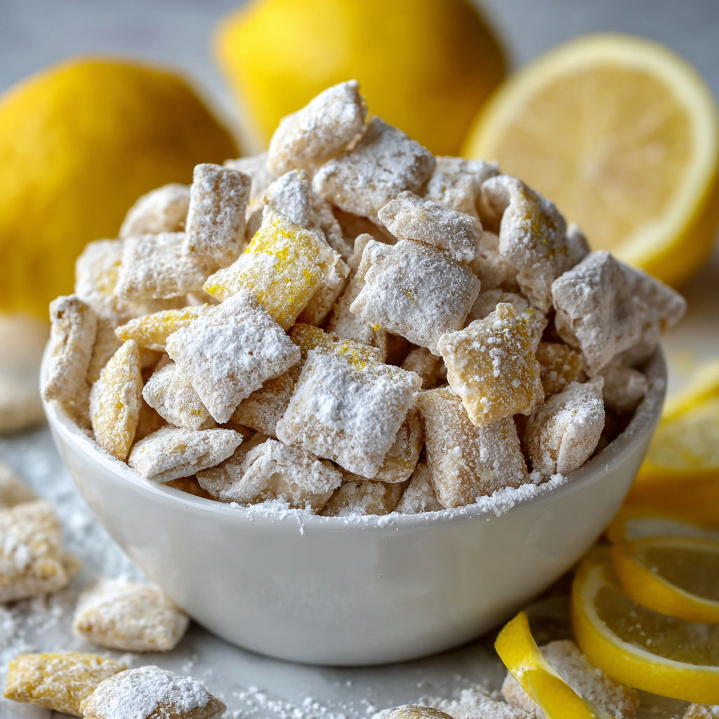 A bowl of sugar covered cookies with lemon wedges on the side.