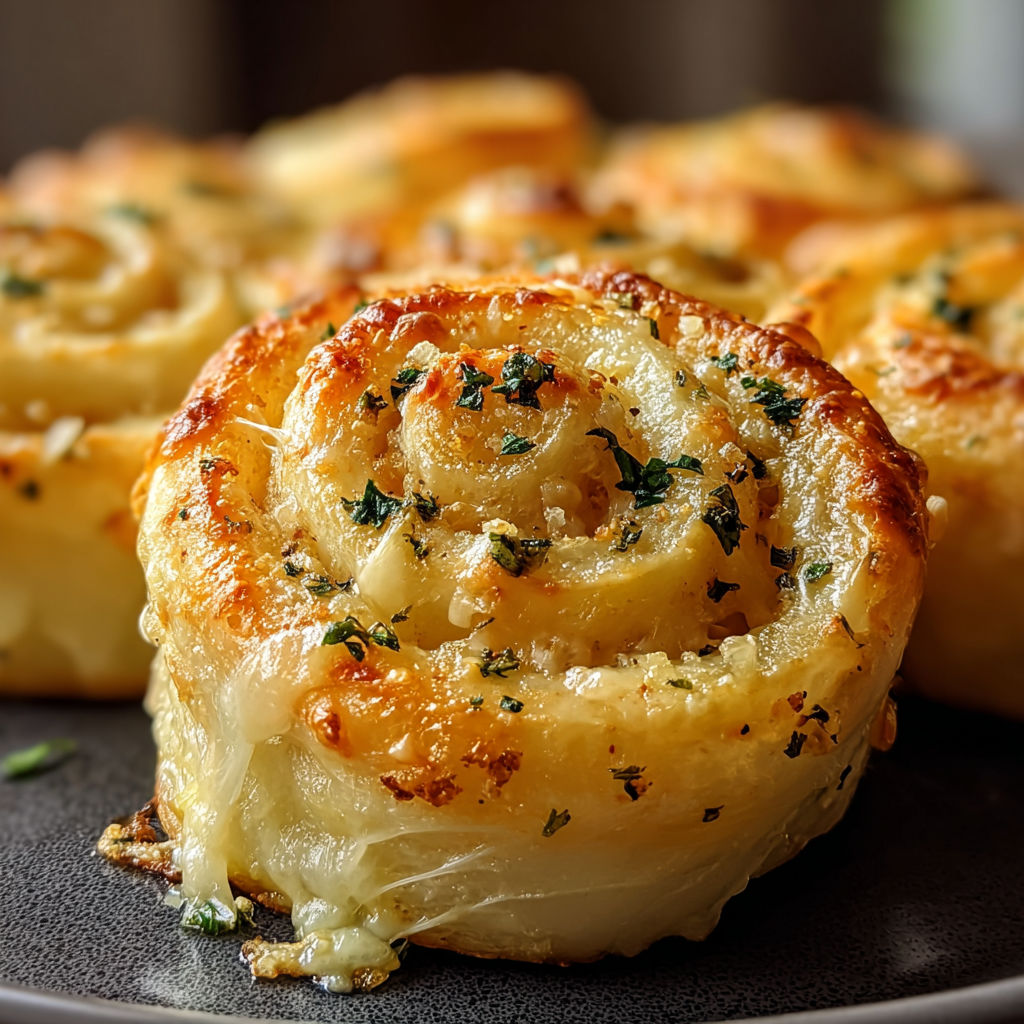 Garlic swirl rolls on a plate.