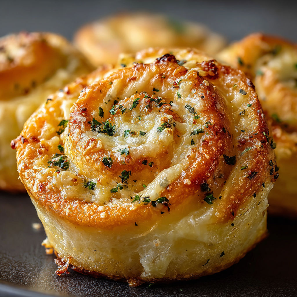 Garlic swirl rolls on a plate.