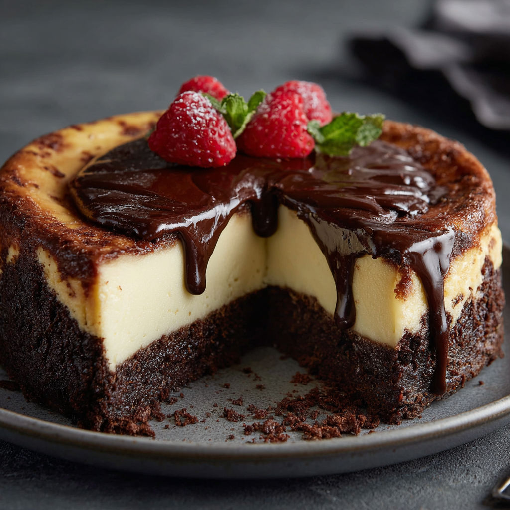 A slice of chocolate cake with strawberries on top.
