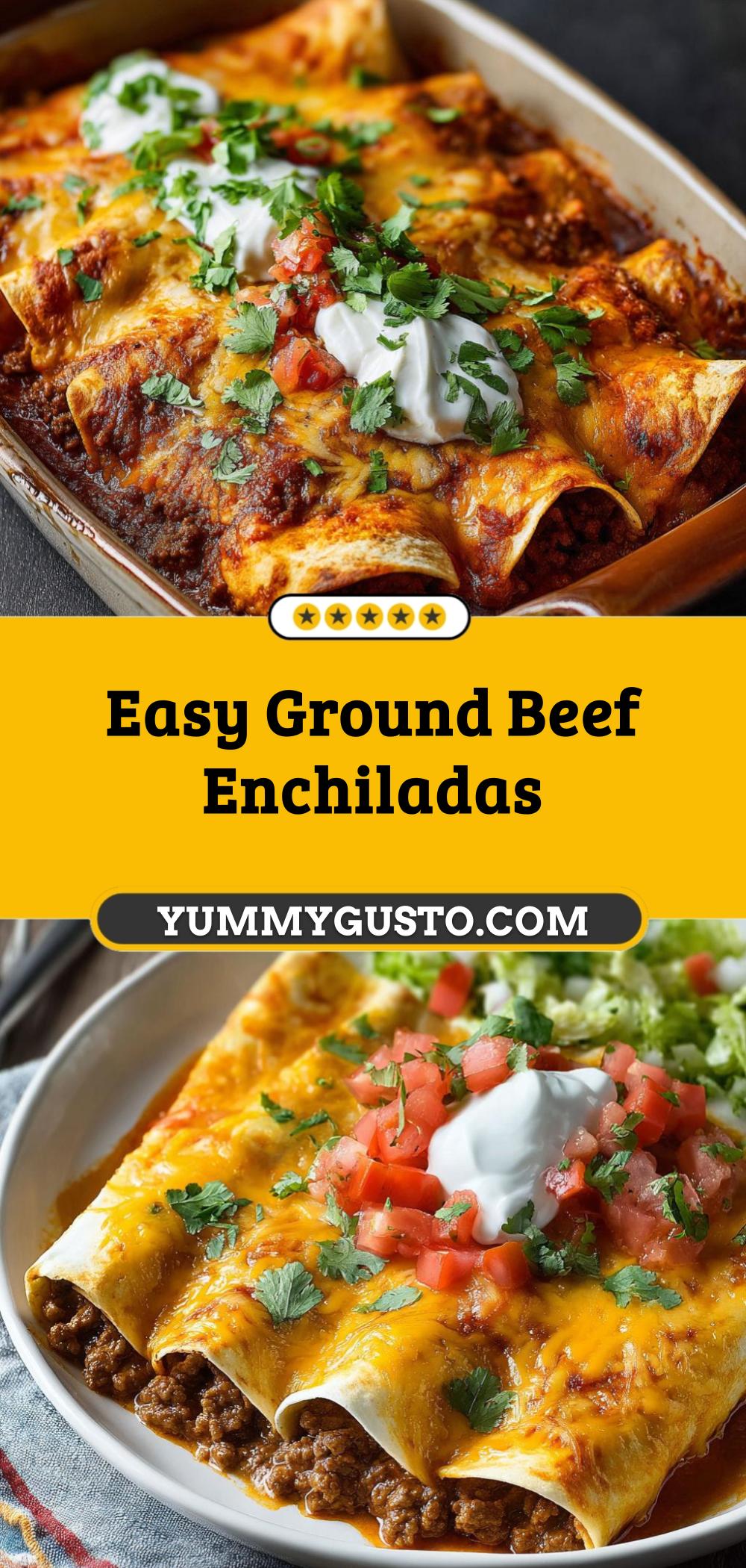 Easy Ground Beef Enchiladas with Cheese and Sauce - Yummy Gusto