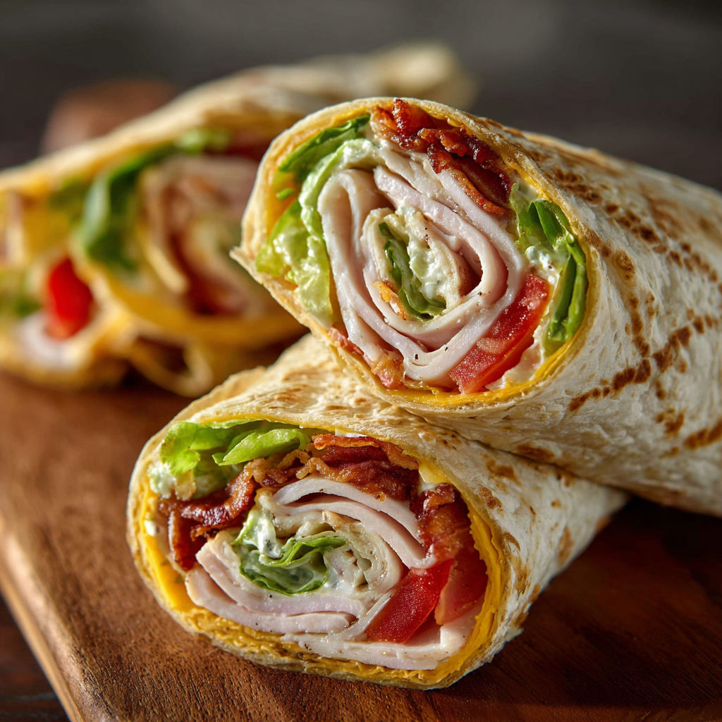 A sandwich with lettuce, tomato, and bacon.