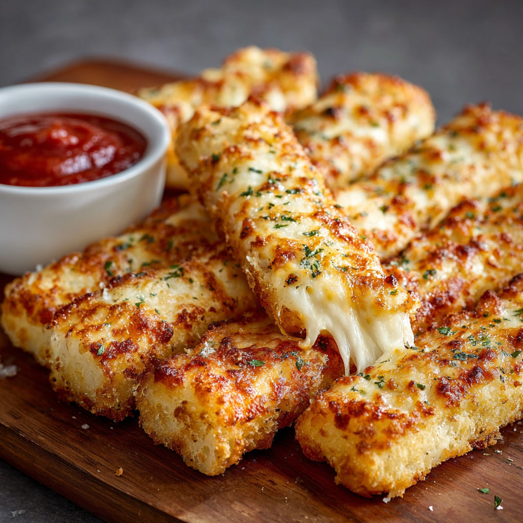 A plate of cheese sticks with a bowl of dipping sauce.