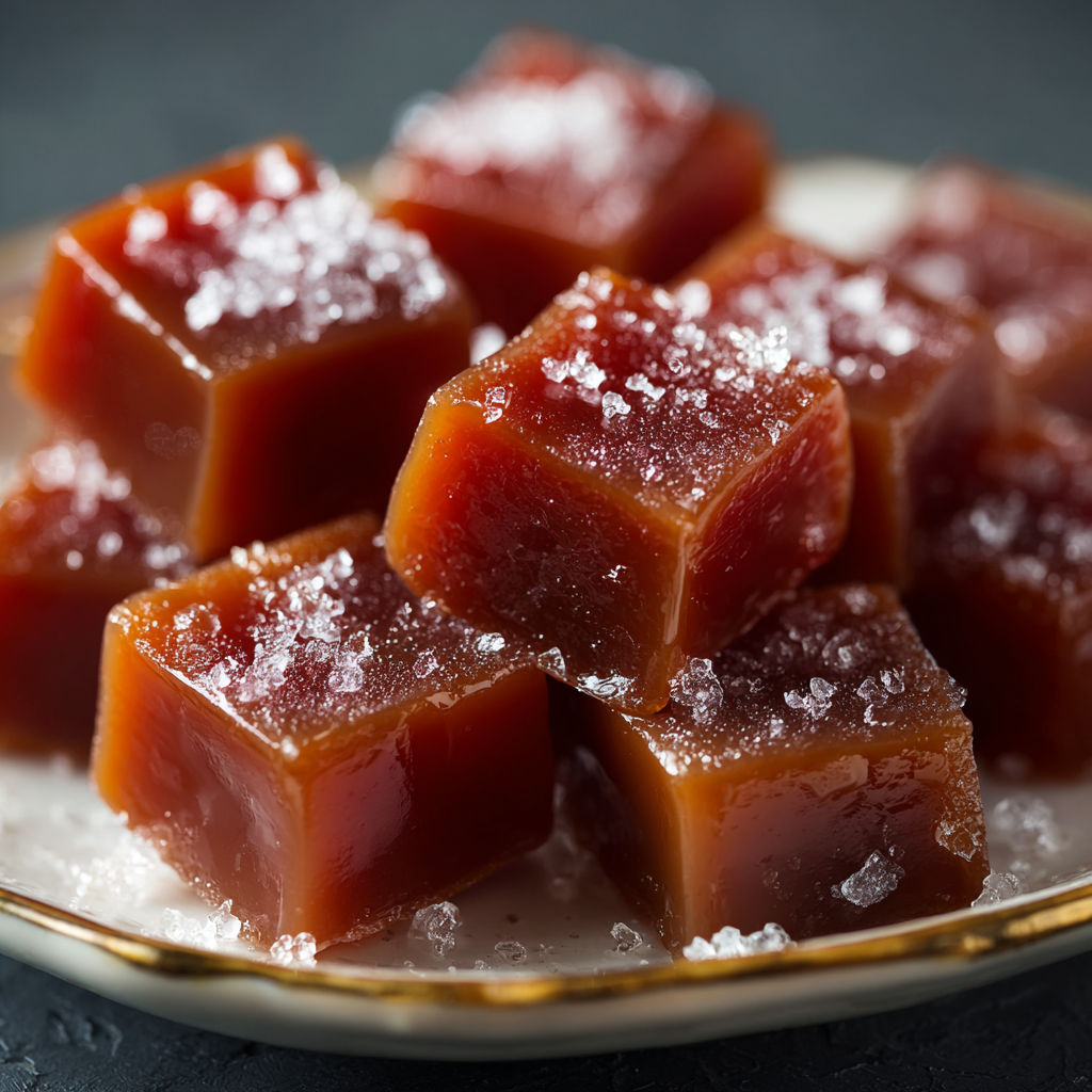 A plate of pomegranate caramels.