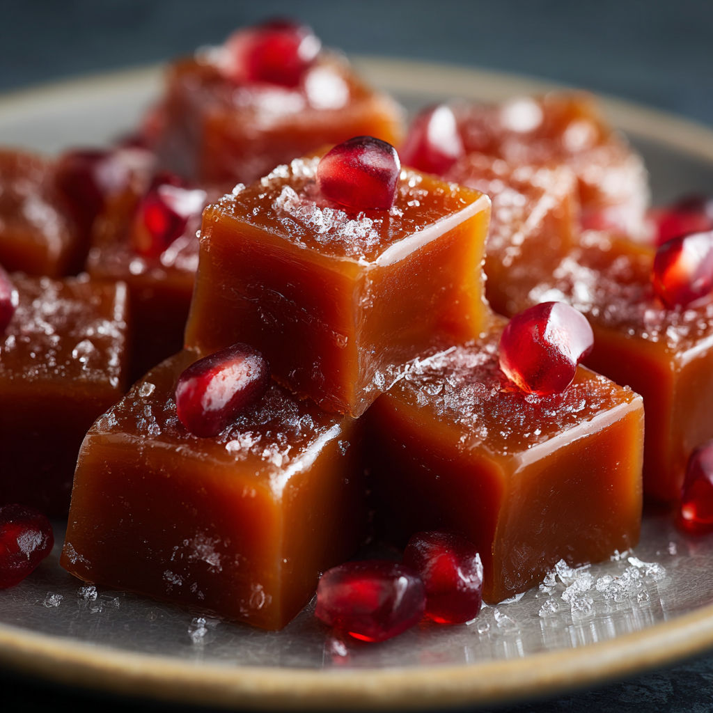 A plate of pomegranate caramels.