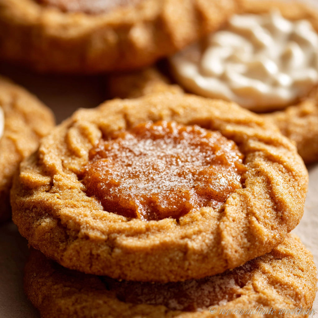 A pumpkin pie cookie with sugar on top.