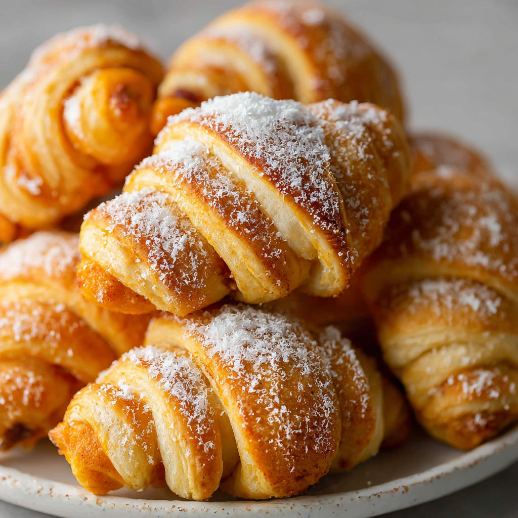 A plate of mini pumpkin pie crescent rolls.