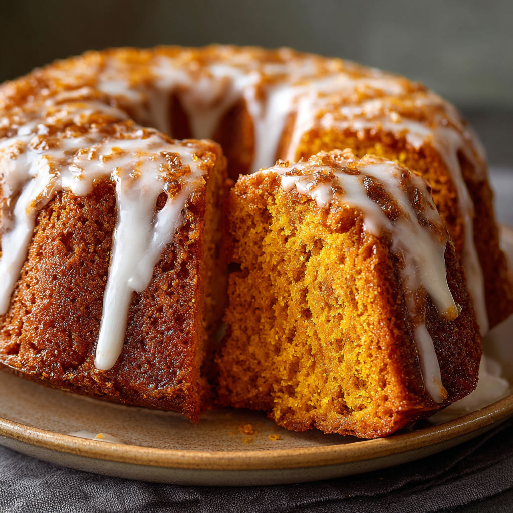 A slice of a sweet potato honeybun cake.