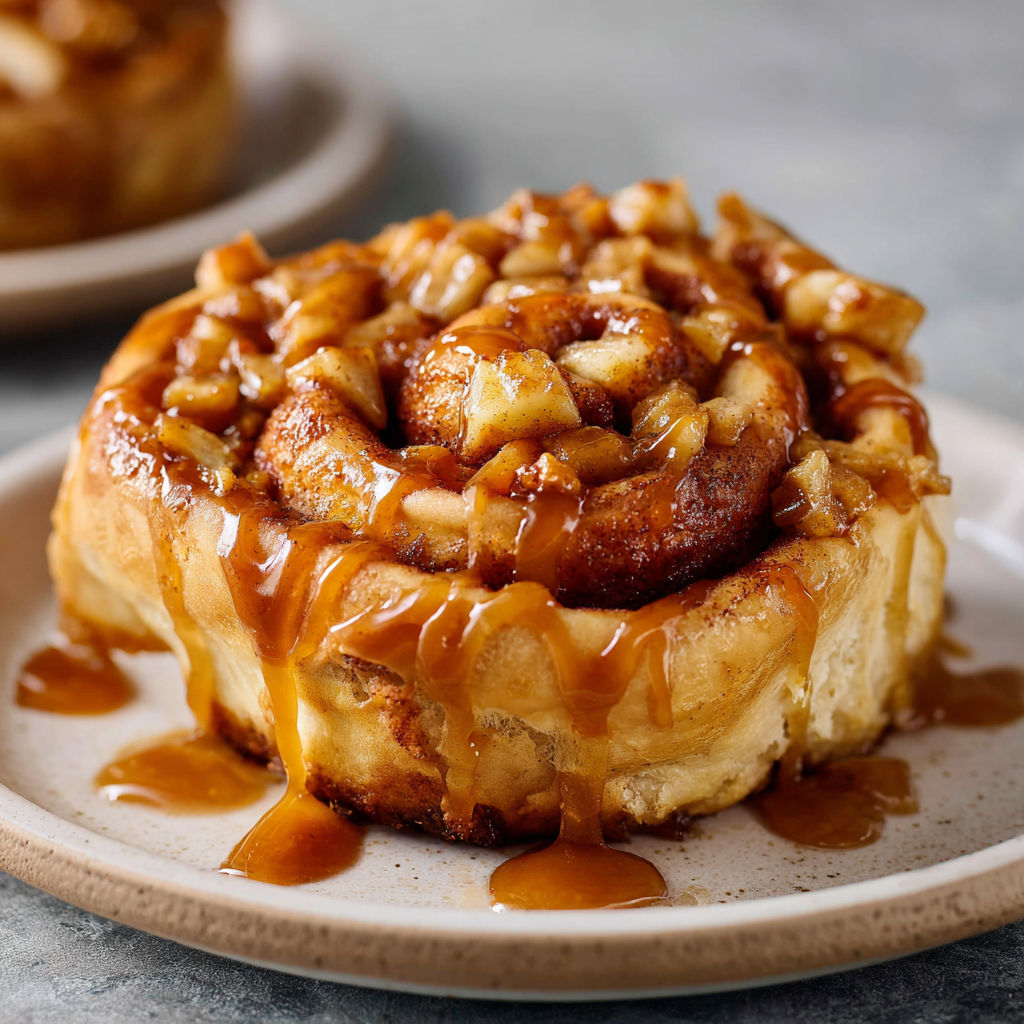 A plate with a cinnamon roll on it.