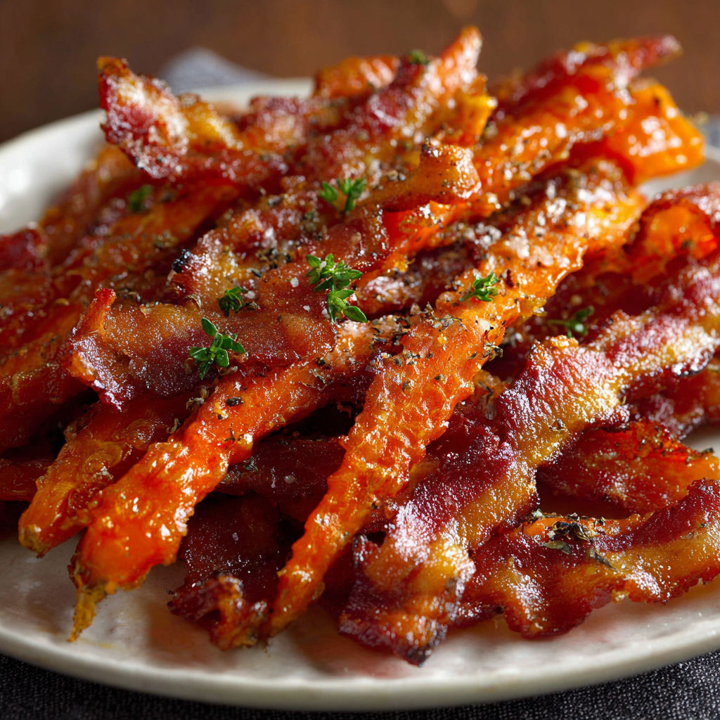 A plate of bacon carrots.