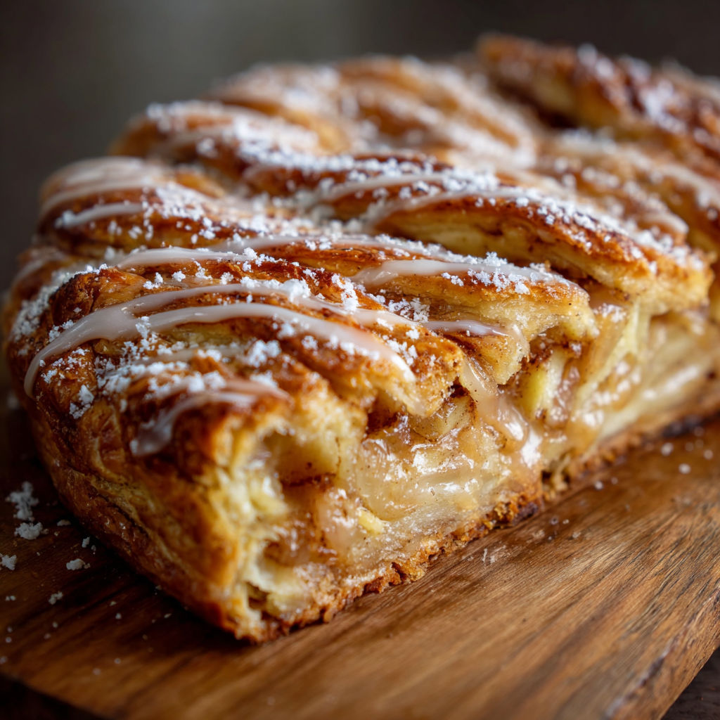 A slice of a Wisconsin apple kringle.
