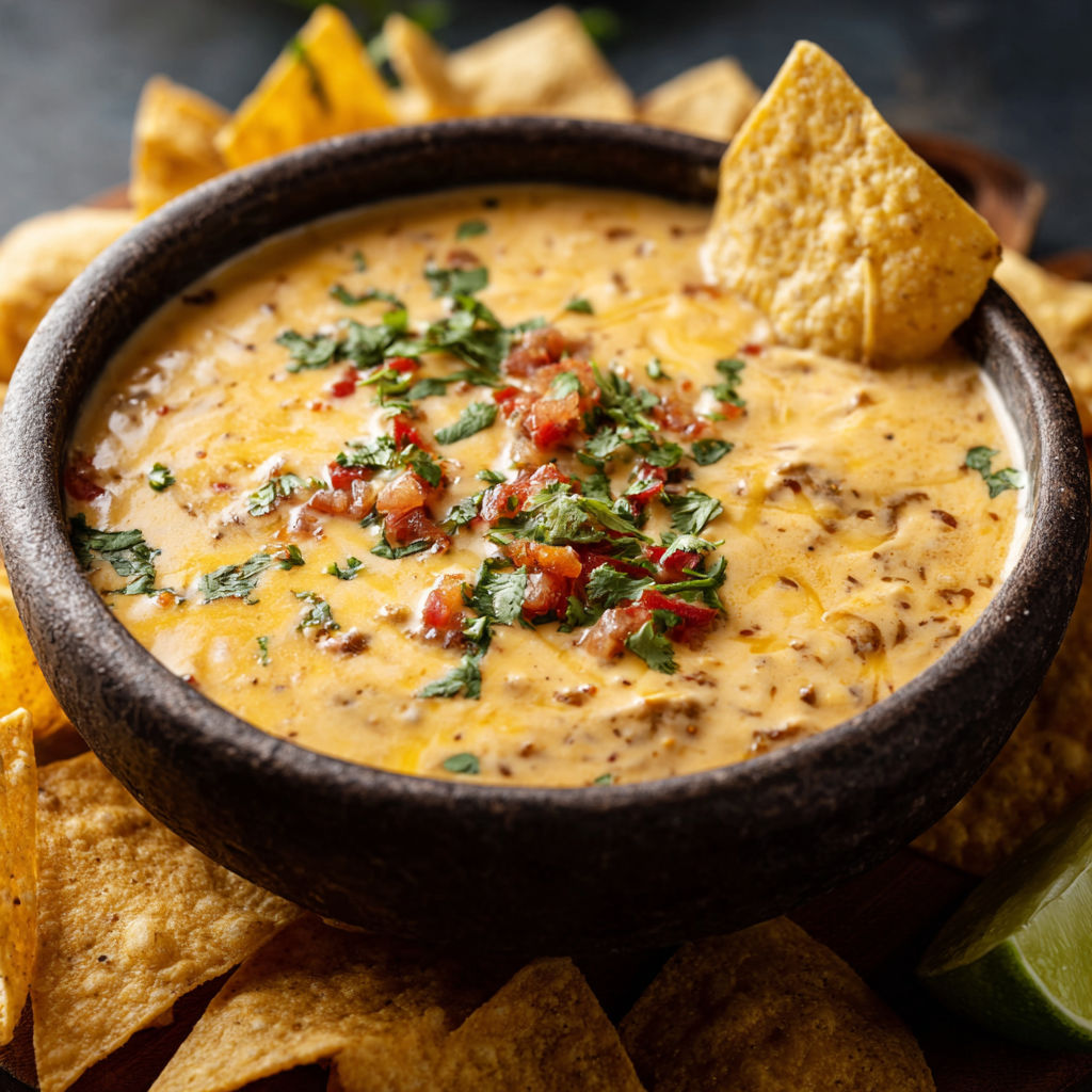 A bowl of chips and dip.