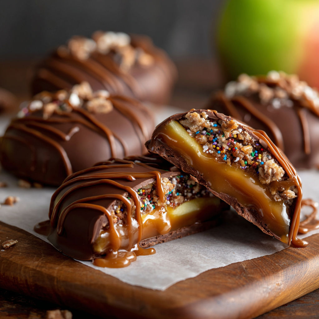 Chocolate covered caramel apple slices.