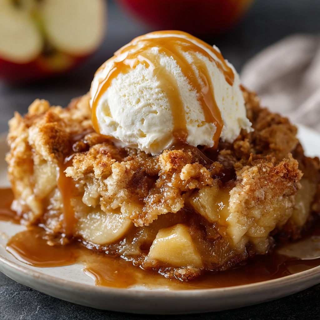 A dessert with a scoop of ice cream on top.