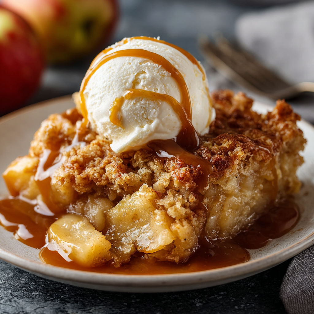 A dessert with a scoop of ice cream on top.