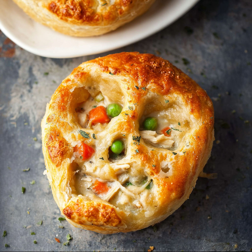 A pastry with a carrot and pea filling.