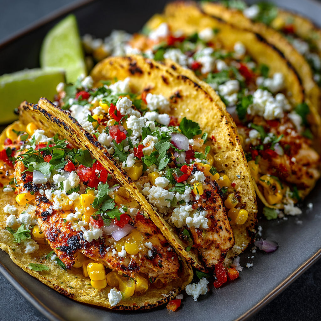 A plate of food with chicken and corn.
