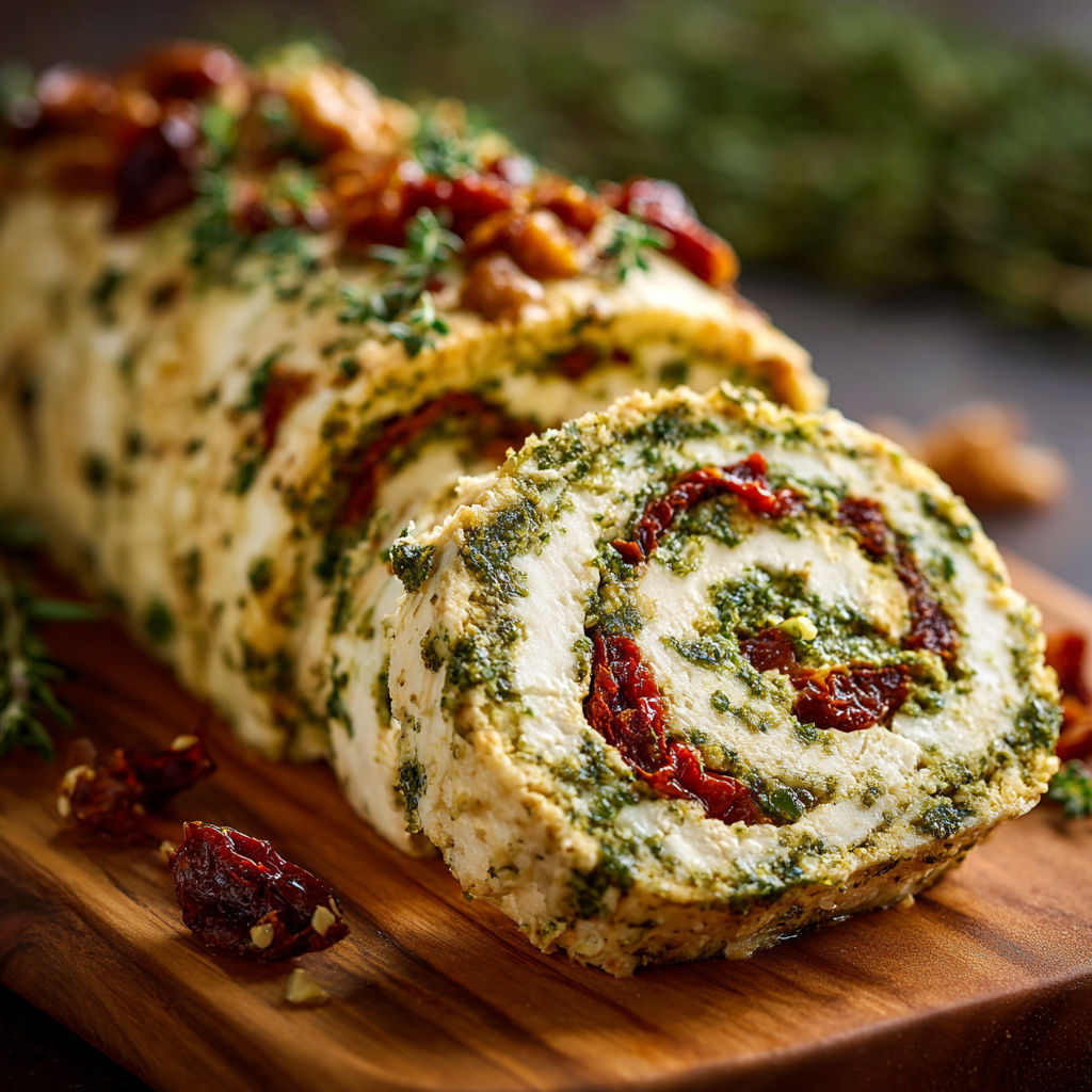 A roll of food with a green and red coloring.