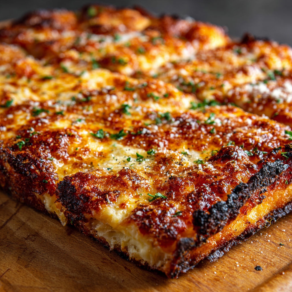 A slice of pizza with cheese and herbs.
