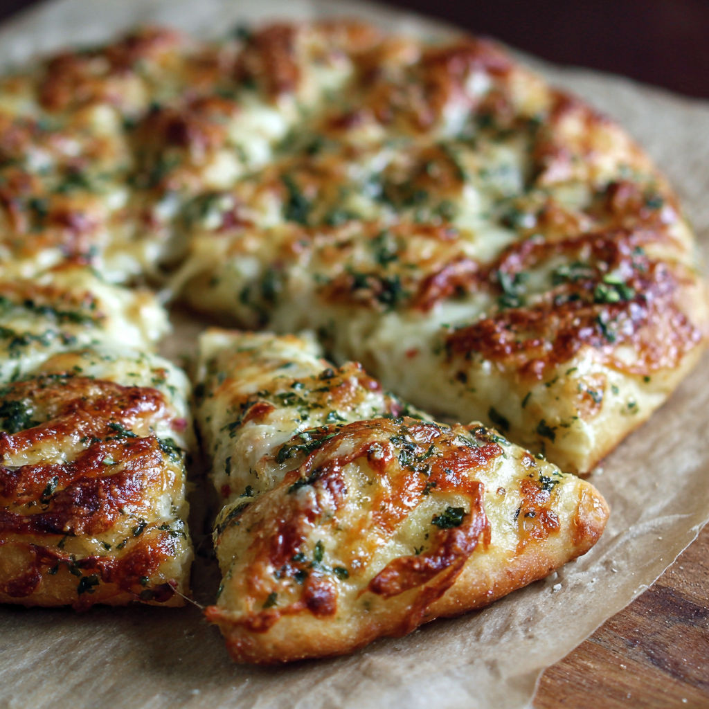 A slice of pizza with cheese and herbs.