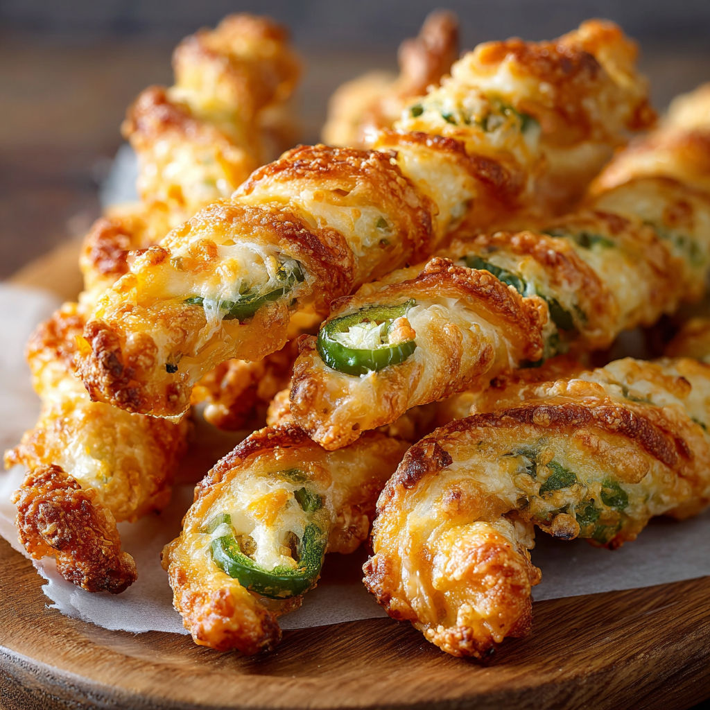 A plate of food with a pepper and cheese stick.