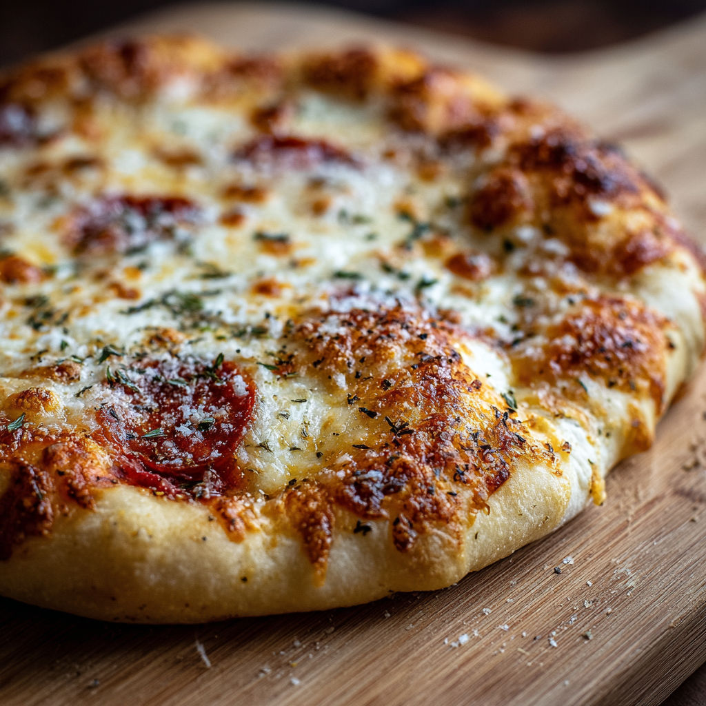 A pizza with cheese and tomato sauce.