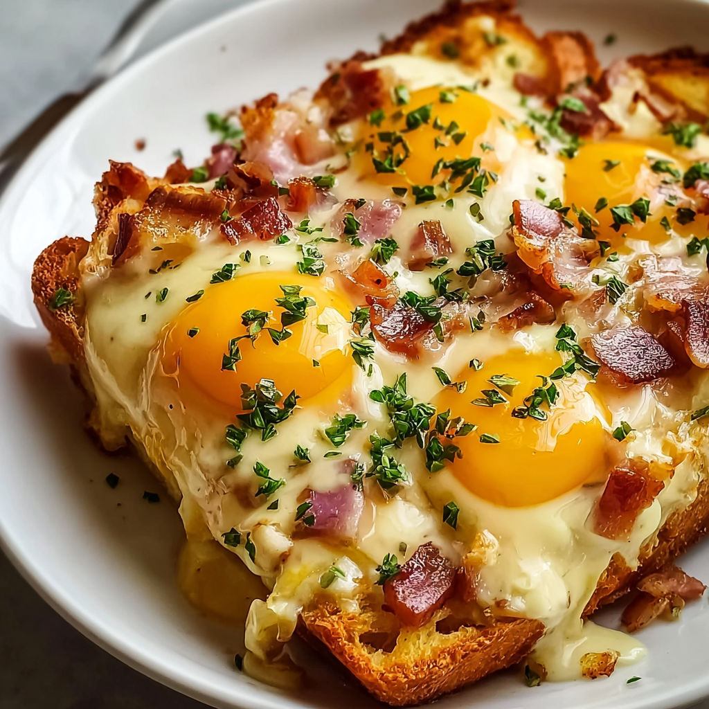 A plate of food with eggs and bacon.