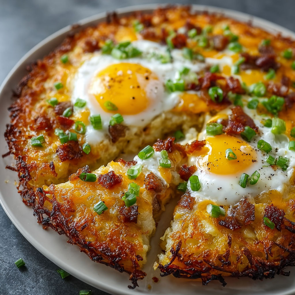 A slice of breakfast pizza with eggs and bacon.
