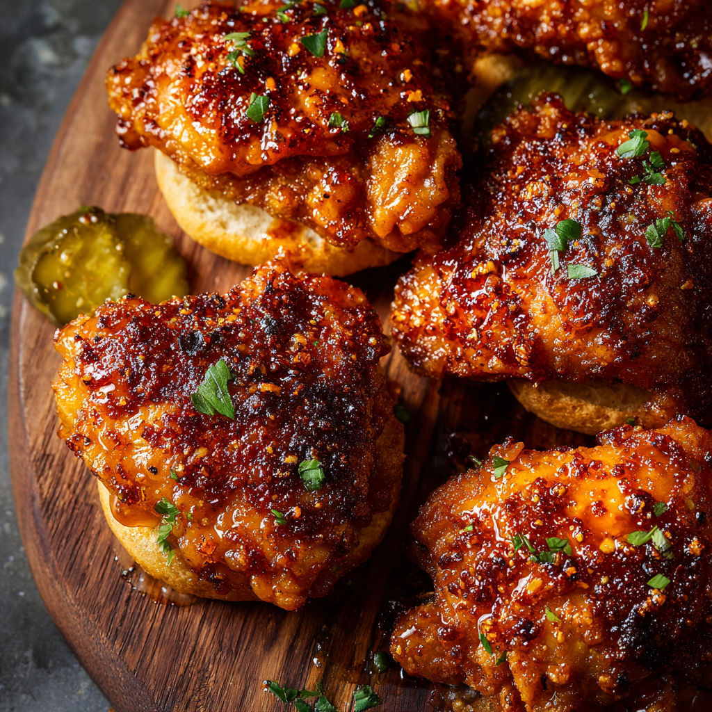 A plate of hot honey chicken.