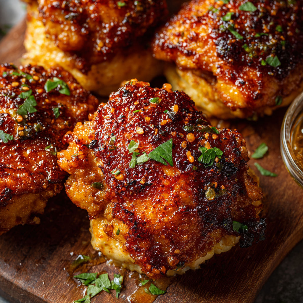 A plate of hot honey chicken.