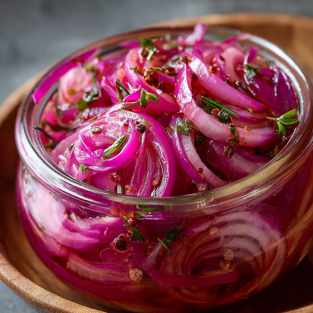 A glass bowl filled with onions and spices.