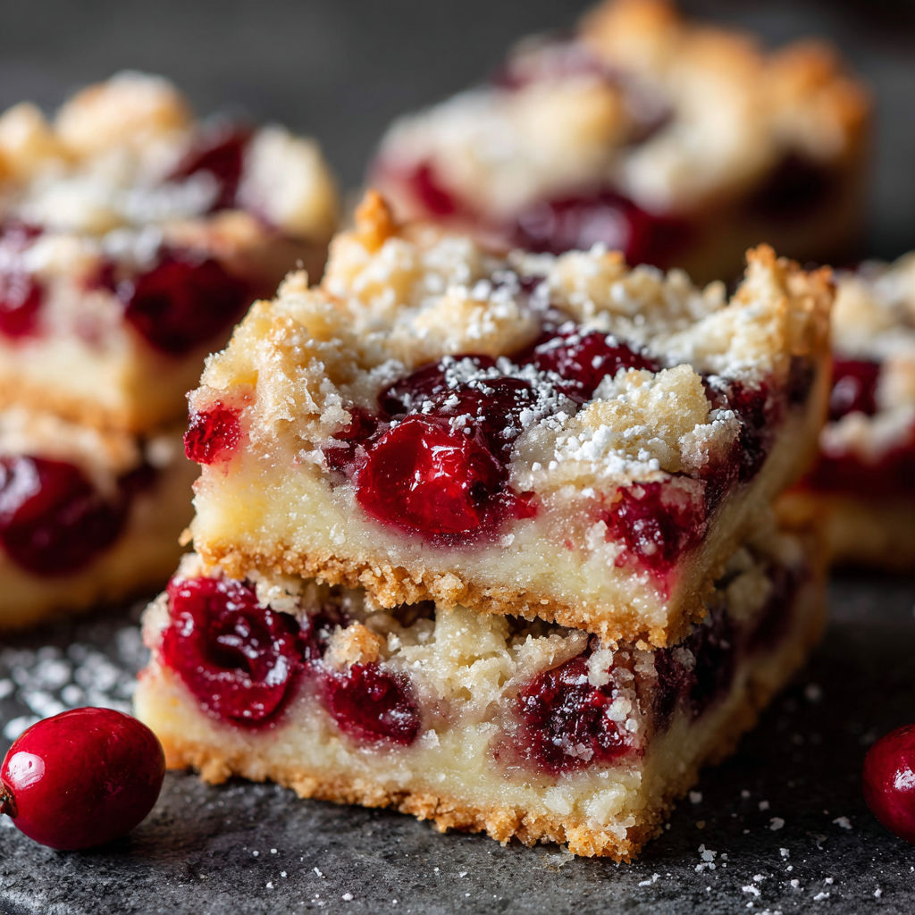 A slice of cake with white icing and red berries.