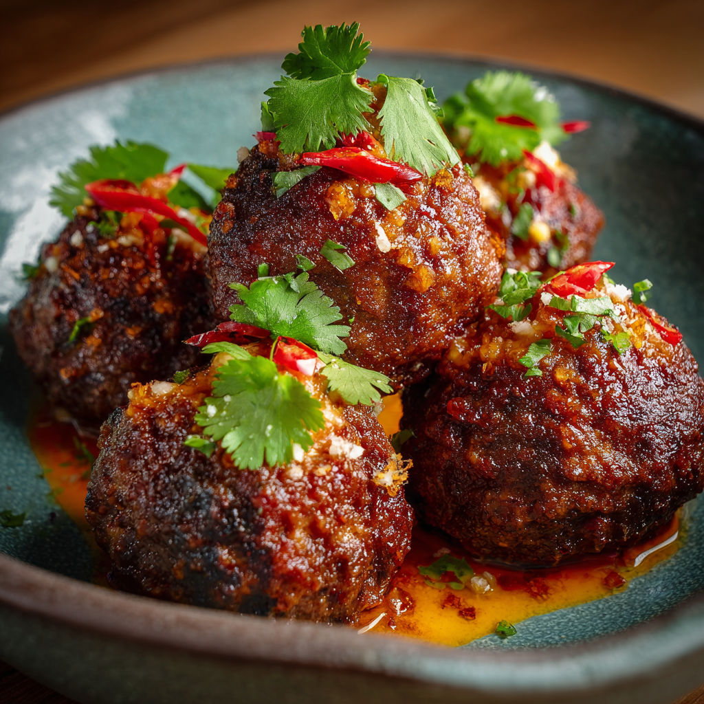 A bowl of spicy Mexican donkey balls.