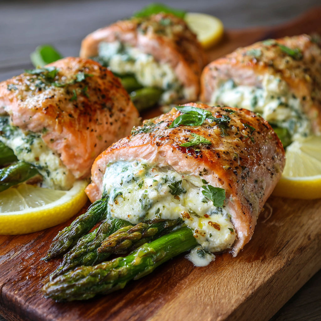 A wooden cutting board with a lemon wedge and four pieces of fish.