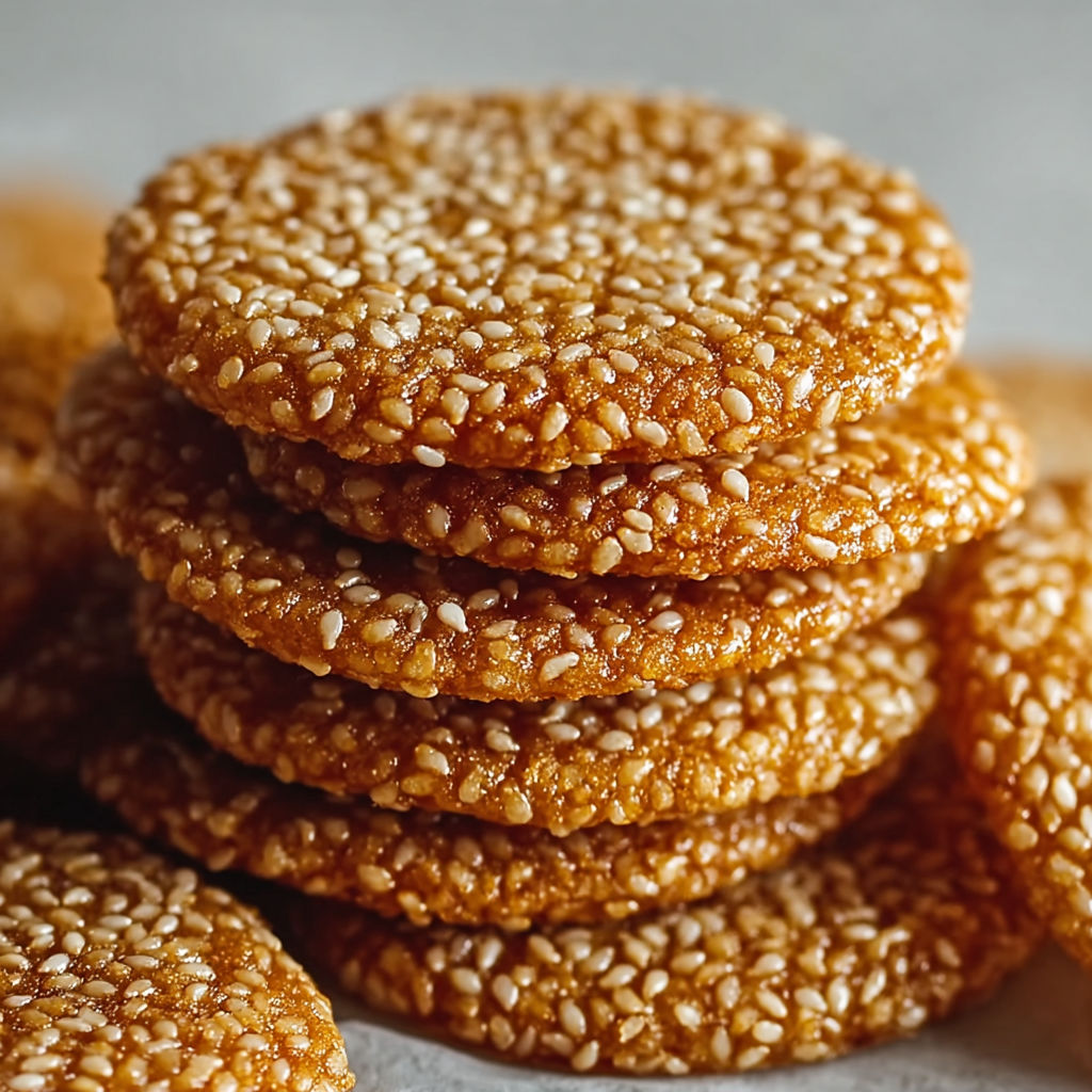 A stack of sesame honey cookies.