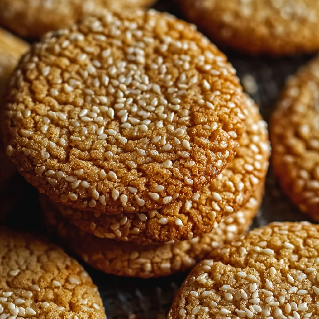 A pile of sesame honey cookies.