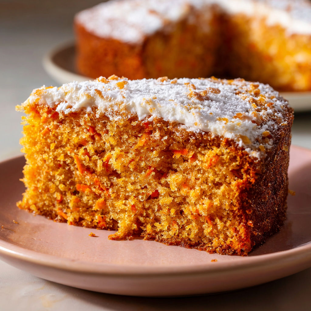A slice of cake with white icing and orange carrots.