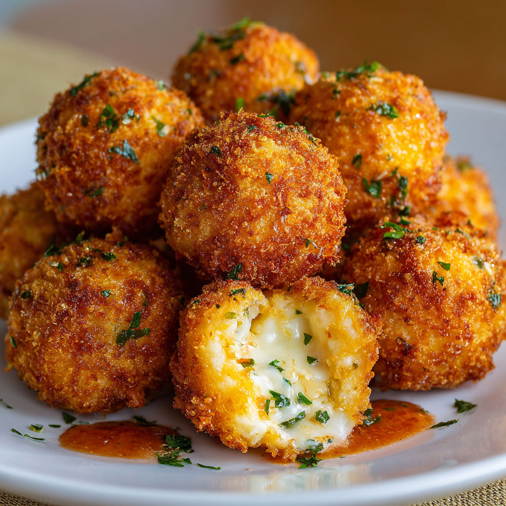 A plate of cheese balls.