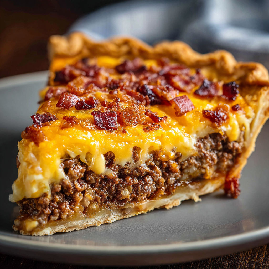 A slice of bacon and cheese pie.
