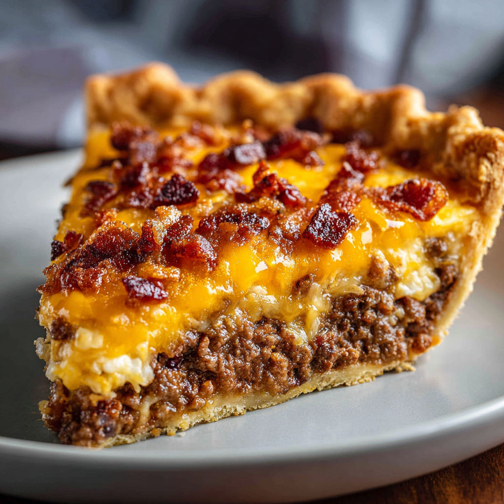 A slice of bacon and cheese pie.