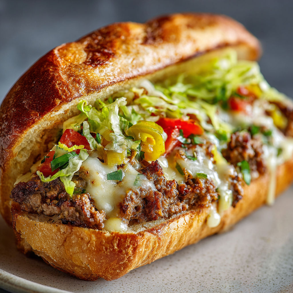 A sandwich with lettuce, tomatoes, and cheese.