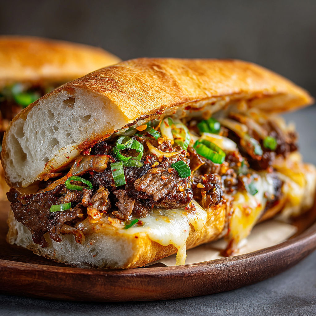 A sandwich with meat, onions, and peppers.