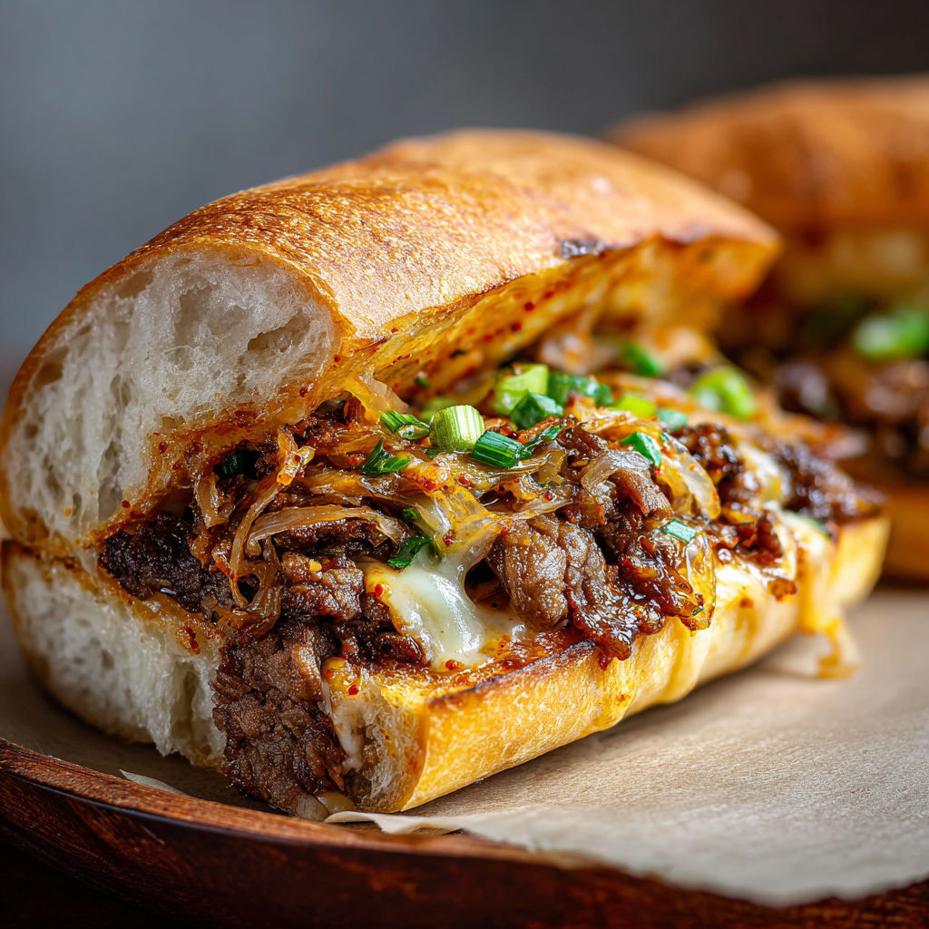 A sandwich with meat and vegetables on a plate.