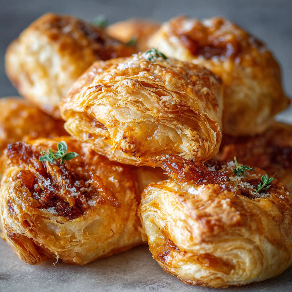 Pulled pork pastry puffs on a table.