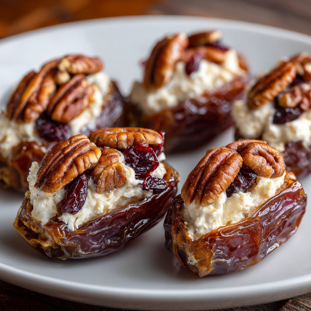 A plate of food with a nut on top.