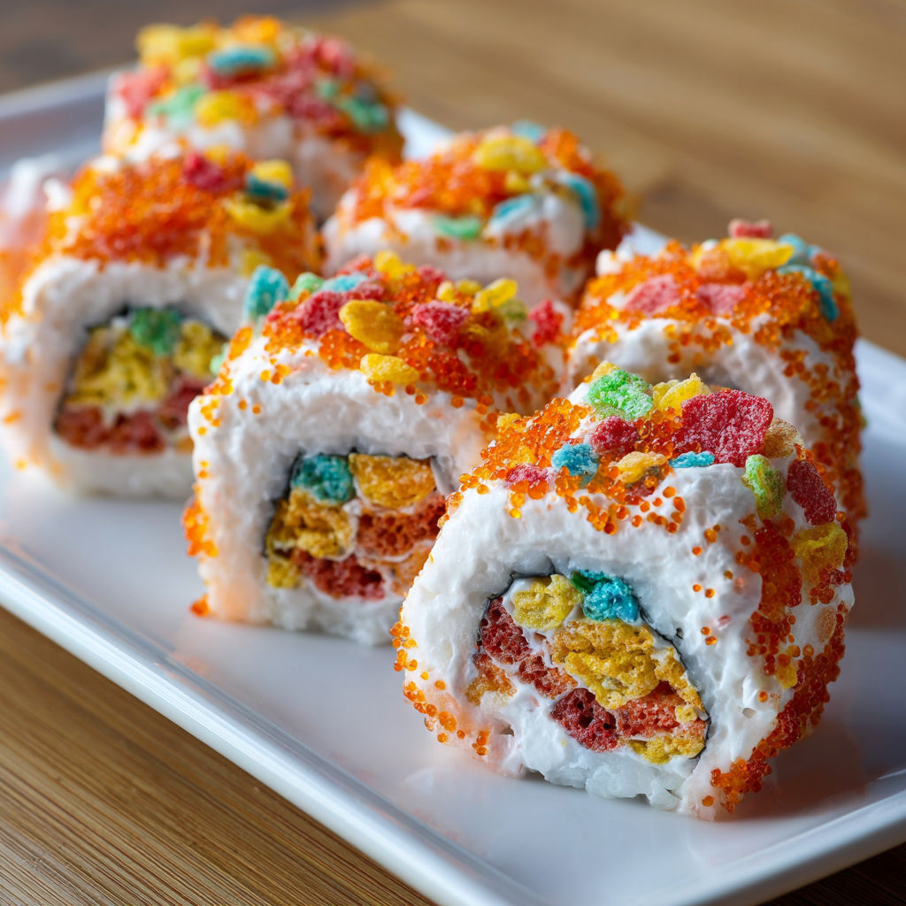 A plate of colorful candy rolls.