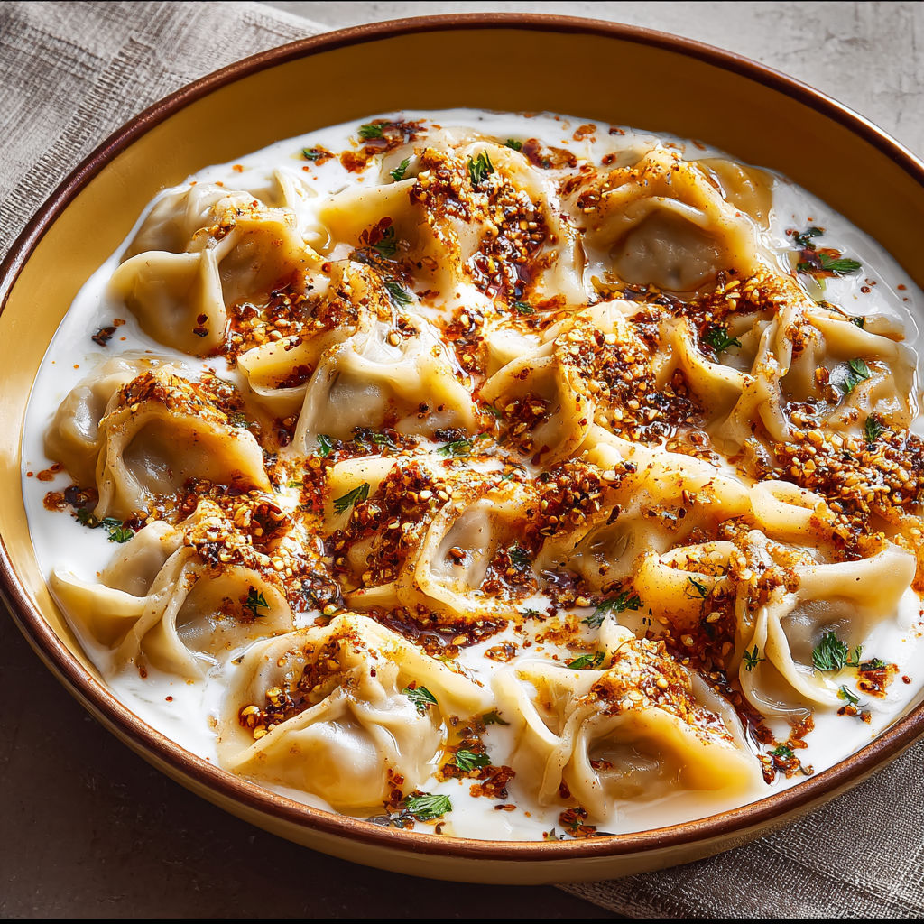 A bowl of food with a yellow sauce.
