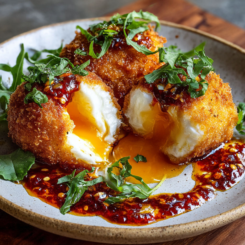 Fried Burrata with Spicy Sauce Bold and Flavorful Treat.