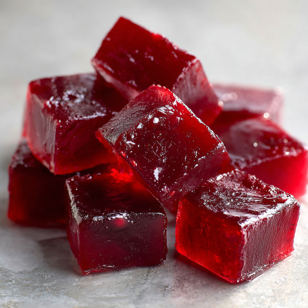 A close up of a red candy.