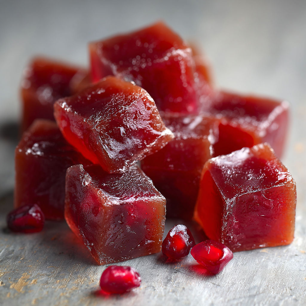 A pile of cranberry pomegranate caramels.